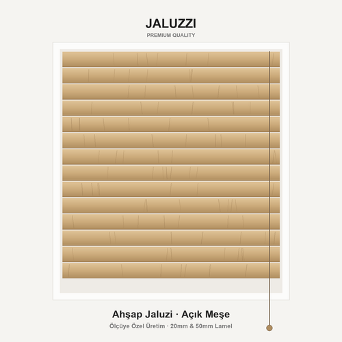 Açık meşe ahşap jaluzi - ölçüye özel, 20mm ve 50mm lamel